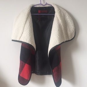 Tartan Plaid Faux Shearling Vest